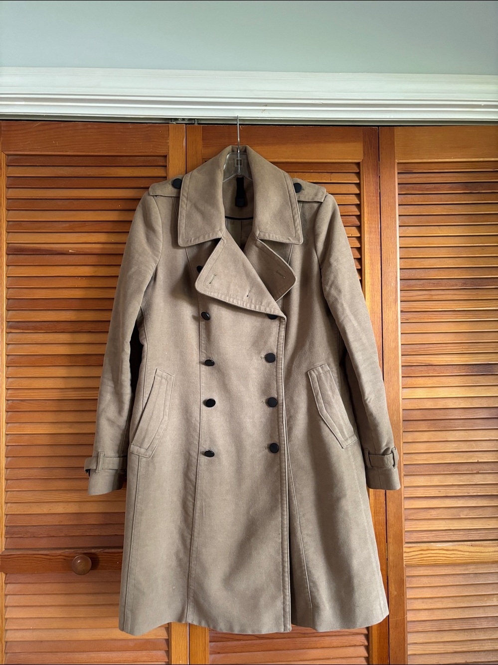 Mango MNG Suit Cotton Doble-Breasted Trench Coat Jacket Size L - Picture 2 of 12